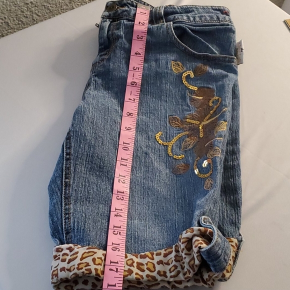 Cheetah Girls blue jeans shorts w/ cheetah designs - Picture 5 of 13